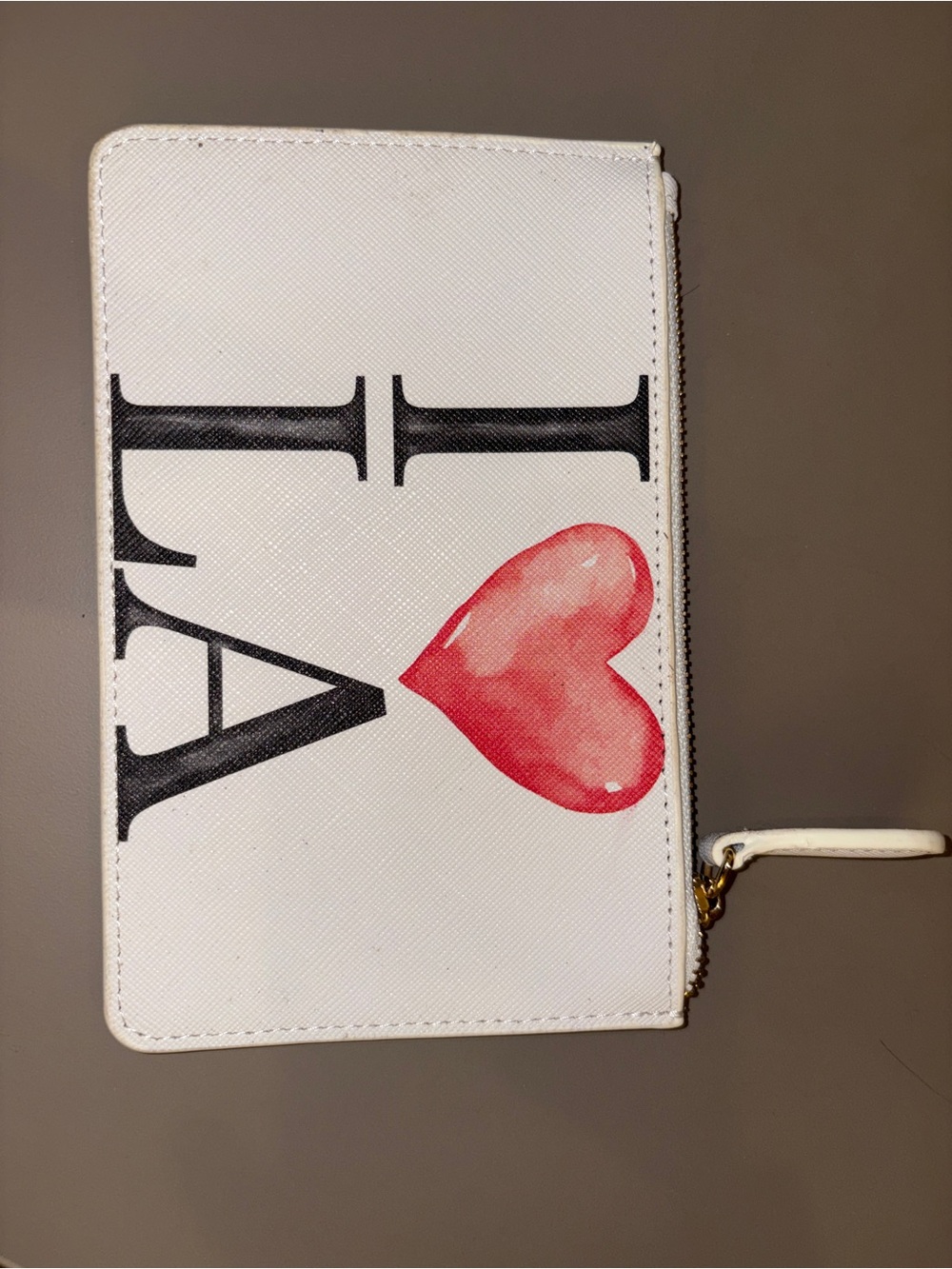 White 'I ❤️ LA' faux Leather Zip Wallet - Ladies Fashion Bag